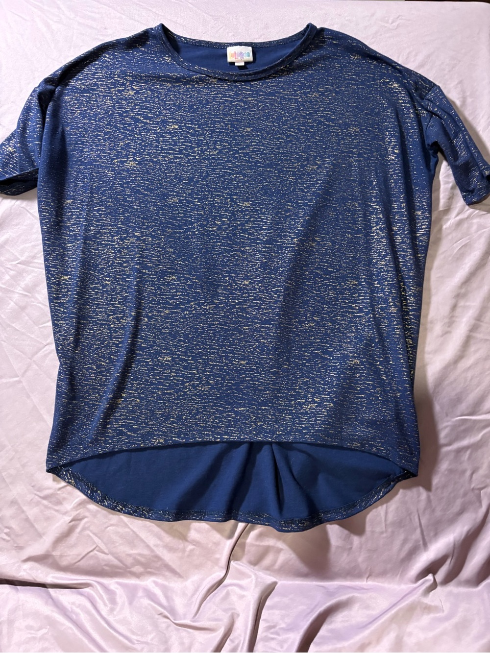 LuLaRoe Navy Top with Gold Metallic Flecks - Short Sleeve